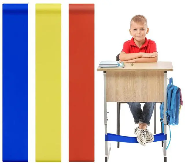 Main image of 1 Blue, 1 Red, 1 Yellow, Chair Bands for Kids with Fidgety Feet | Anti Slip Feature, Improve Focus & Reduce Restlessness, For Sensory ADHD ADD Autism, Sensory Needs
