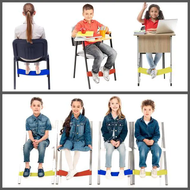 Alt view image 7 of 7 - 1 Blue, 1 Red, 1 Yellow, Chair Bands for Kids with Fidgety Feet | Anti Slip Feature, Improve Focus & Reduce Restlessness, For Sensory ADHD ADD Autism, Sensory Needs