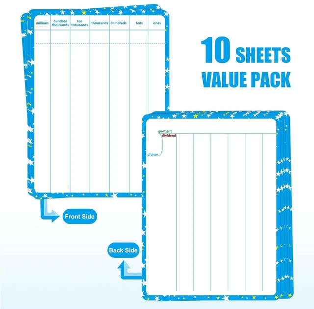 Alt view image 2 of 7 - 10 Packs Division Whiteboard Card, Double Sided Dry Erase Board Writable and Erasable Math Learning White Board for Kids, Students, Classroom and Home (Each Measures 12 x 9)