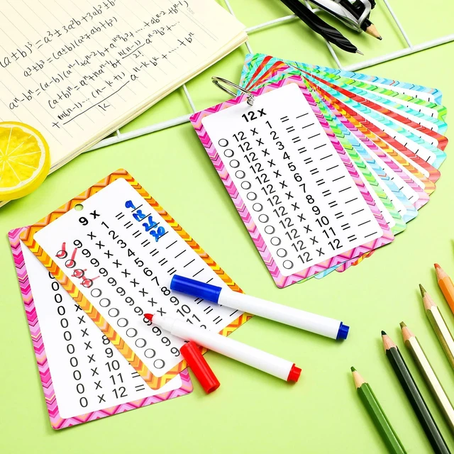Alt view image 6 of 7 - Geyee 17 Pcs Multiplication Flashcards 0-12 with Dry Erase Marker and Ring | Math Educational Multiplication Flashcards, Timetable Charts for 1st to 3rd Grade, Fun Home Nursery Learning with Math Game