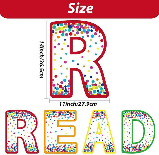 Alt view image 2 of 7 - Classroom Decorations Reading Poster for Teachers Bulletin Board and Wall Decor for Pre School, Elementary, Middle School, Daycare, Library Read Sign(Colorful Dots)