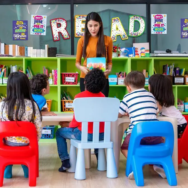 Alt view image 5 of 7 - Classroom Decorations Reading Poster for Teachers Bulletin Board and Wall Decor for Pre School, Elementary, Middle School, Daycare, Library Read Sign(Colorful Dots)