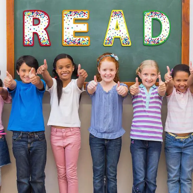 Alt view image 6 of 7 - Classroom Decorations Reading Poster for Teachers Bulletin Board and Wall Decor for Pre School, Elementary, Middle School, Daycare, Library Read Sign(Colorful Dots)