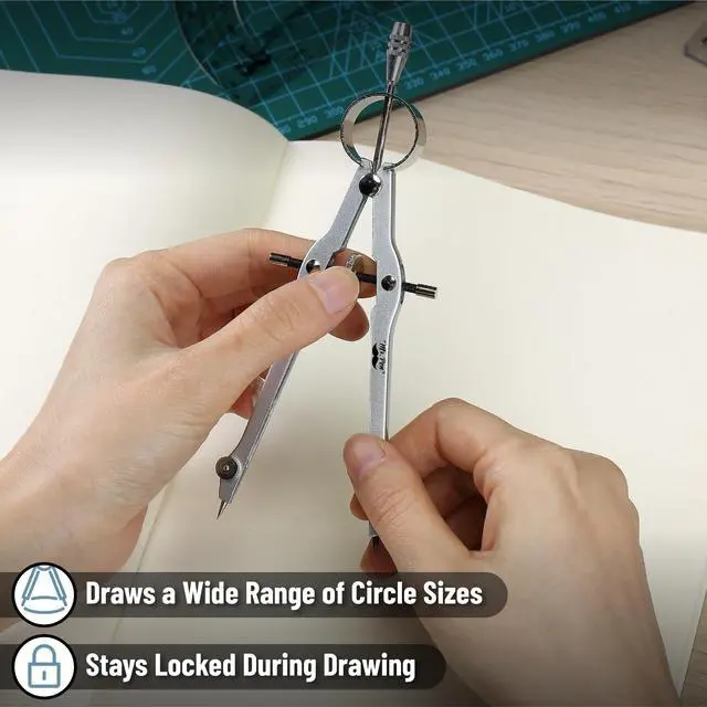 Alt view image 5 of 7 - Protractor and Compass Set, Compass Protractor Set, Protractor | Compass for Geometry, Math Compass, Compass School, Math Compass and Protractor, Geometry Tools Set