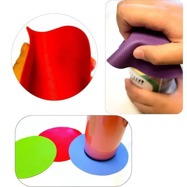 Alt view image 2 of 6 - 4pcs Rubber Jar Opener Bottle Gripper for Weak Hands, Seniors | Non Slip Pad Multi-function Silicone Can Opener for Kitchen, Can Lids, Jars, Coasters, Heat-Resistant, Easy Clean, Durable