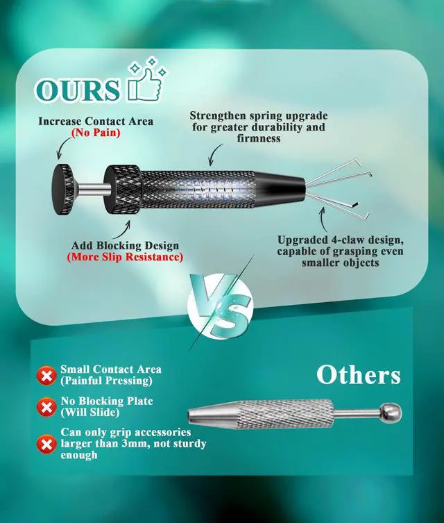 Alt view image 2 of 7 - 1pc Black Piercing Ball Grabber Tool for Jewelry Changing, Anti-Slip Grip | Stainless steel construction with secure handling for small jewelry parts, suitable for various piercing jewelry changes