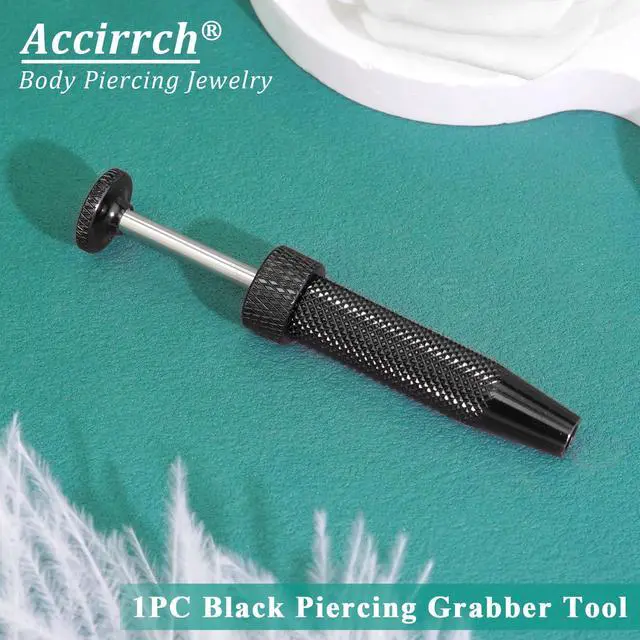 Alt view image 6 of 7 - 1pc Black Piercing Ball Grabber Tool for Jewelry Changing, Anti-Slip Grip | Stainless steel construction with secure handling for small jewelry parts, suitable for various piercing jewelry changes