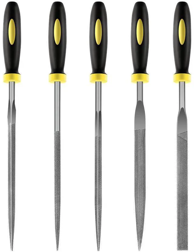 Main image of 5 pcs Metal Needle File Set,Premium Small File Set, Hardened Alloy Strength Steel File Tools Includes Round, Half-Round, Flat, Square, Triangular File for Detail and Precise Work,by XEKIGU