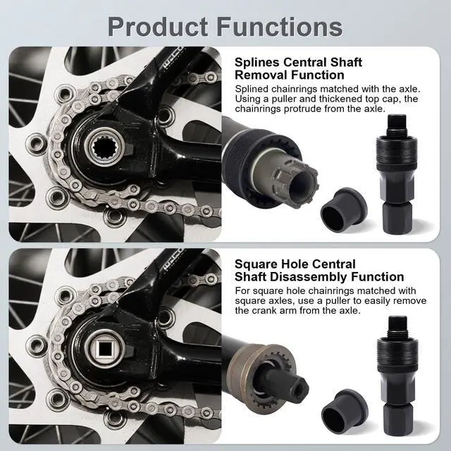 Alt view image 5 of 7 - Crank Puller, Premium Bike Crank Removal Tool | Crank Puller Bike Tool for Square Taper & Splined Cranks, Removes Crankset Arms for Cycling Repair & Bottom Bracket Service