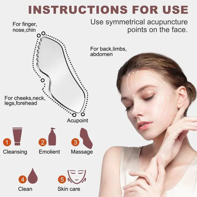 Alt view image 2 of 7 - CAEYPOAR Gua Sha Facial Tools, Upgrade Stainless Steel Gua-sha, Guasha Tool for Face and Body Treatment, Muscle Tension and Puffiness Relief for Guasha Tool, Skin Care Gifts for Women