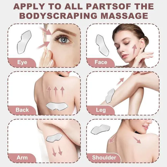 Alt view image 5 of 7 - CAEYPOAR Gua Sha Facial Tools, Upgrade Stainless Steel Gua-sha, Guasha Tool for Face and Body Treatment, Muscle Tension and Puffiness Relief for Guasha Tool, Skin Care Gifts for Women