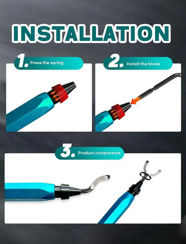 Alt view image 6 of 6 - Deburring Tool,12 HSS Rotary Blades for 3D Printing, Resin, Metal, Ideal Tubing and 3D Printing Deburring, a Handle (Blue)