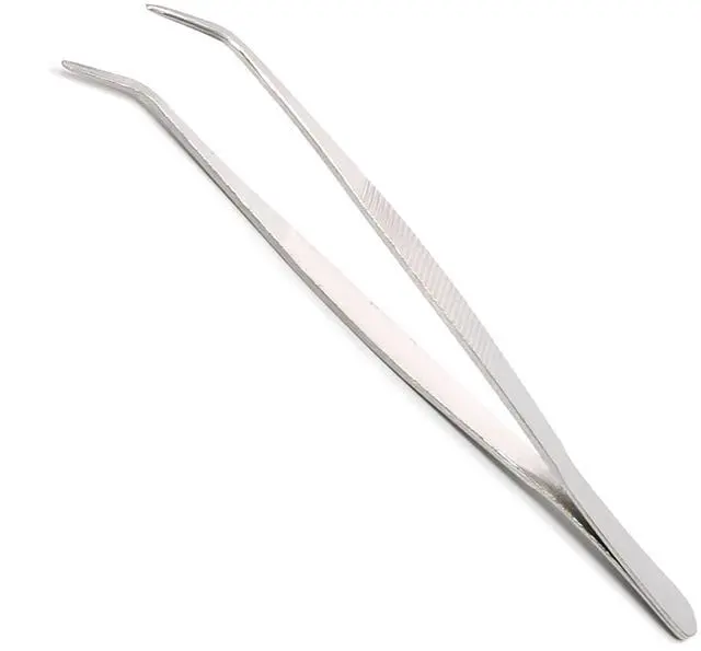 Main image of Hegebeck Stainless Steel Tweezers, 200mm 430 Multi Purpose Curved Tweezer, for Facial Ingrown Hairs Splinter Remover, Plants, Daily Beauty Tool with Bent Tip, 1pcs