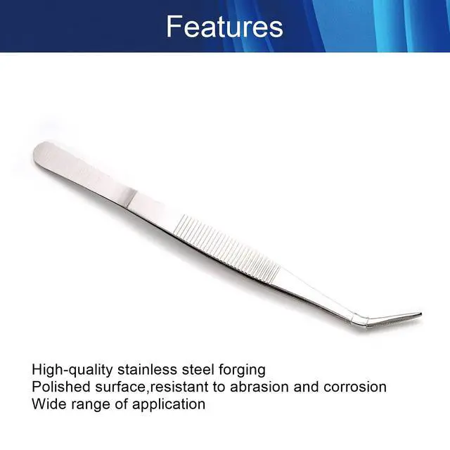 Alt view image 3 of 7 - Hegebeck Stainless Steel Tweezers, 200mm 430 Multi Purpose Curved Tweezer, for Facial Ingrown Hairs Splinter Remover, Plants, Daily Beauty Tool with Bent Tip, 1pcs