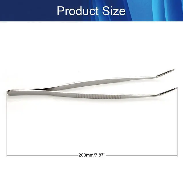 Alt view image 2 of 7 - Hegebeck Stainless Steel Tweezers, 200mm 430 Multi Purpose Curved Tweezer, for Facial Ingrown Hairs Splinter Remover, Plants, Daily Beauty Tool with Bent Tip, 1pcs