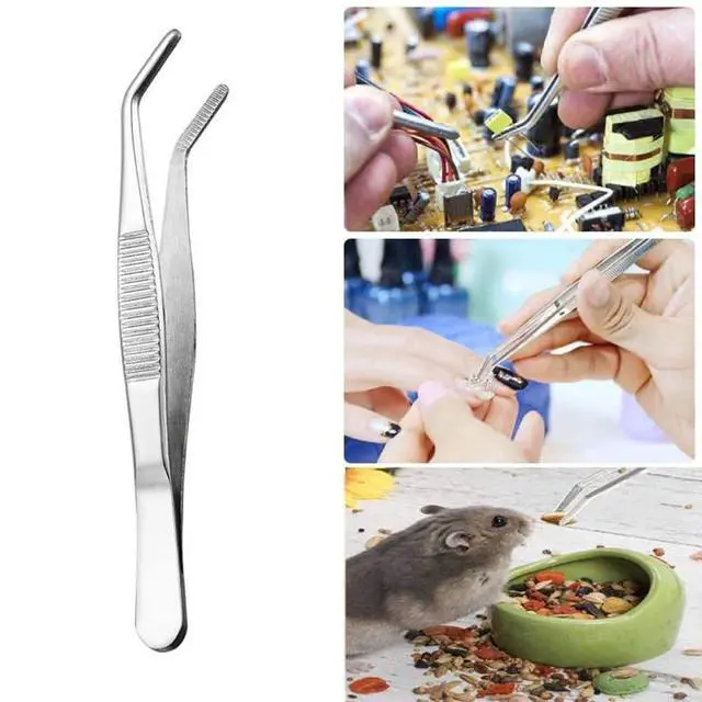 Alt view image 7 of 7 - Hegebeck Stainless Steel Tweezers, 200mm 430 Multi Purpose Curved Tweezer, for Facial Ingrown Hairs Splinter Remover, Plants, Daily Beauty Tool with Bent Tip, 1pcs