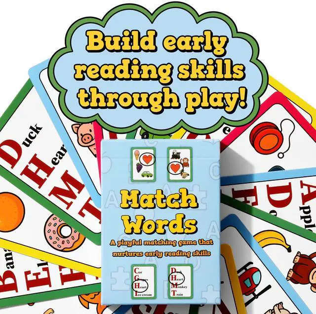 Main image of Montessori-Inspired Reading Matching Game for Ages 4-6 | Match Words Preschool & Kindergarten Early Reading Games | Letter & Word Recognition | Picture & Word Matching 1-4 Players
