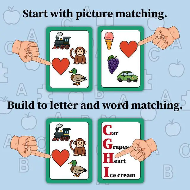 Alt view image 2 of 6 - Montessori-Inspired Reading Matching Game for Ages 4-6 | Match Words Preschool & Kindergarten Early Reading Games | Letter & Word Recognition | Picture & Word Matching 1-4 Players