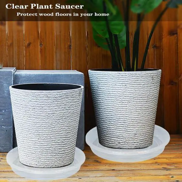 Alt view image 7 of 7 - Plant Saucer 6 Pack of 4 6 8 10 12 14 16 inch, Clear Plastic Flower Plant Pot Saucer, Heavy Duty Plant Drip Trays Saucers for Indoor, Plant Water Tray for Planters (4", Clear)