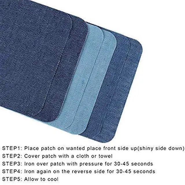 Alt view image 4 of 4 - Pack of 12pcs Iron On Denim Patches for Jeans Clothing Repair Elbow Pants Knees 4.9" X 3.7" Mix 3 Colors