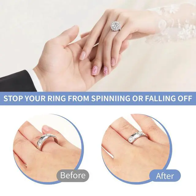 Alt view image 6 of 7 - Ring Sizers for Loose Rings, Invisible Silicone Adjuster All Ring Widths | Spiral Tighteners & Clip On Reducer Strips, Ring Measuring Tool & Polishing Cloth for Wedding Band Engagement Rings
