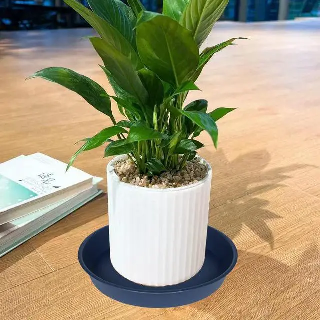 Alt view image 5 of 5 - 6 Pack Plastic Plant Saucer Planter Water Drip Tray, 4 5 6 7 8 9 10 11 12 inch, Heavy Sturdy Tray for Indoors Outdoor Plants, Flower Pot Saucers for Pots Base (4", Blue)