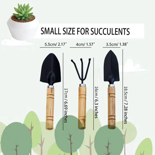Alt view image 2 of 5 - 3Pcs Gardening Tools, Mini Tool Set Indoor Garden Kit Miniature Gardening Rake|Trowel |Shovel for Gardening Supplies (Thick Handle)