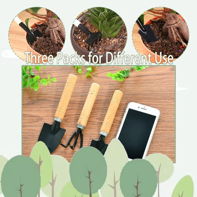 Alt view image 3 of 5 - 3Pcs Gardening Tools, Mini Tool Set Indoor Garden Kit Miniature Gardening Rake|Trowel |Shovel for Gardening Supplies (Thick Handle)