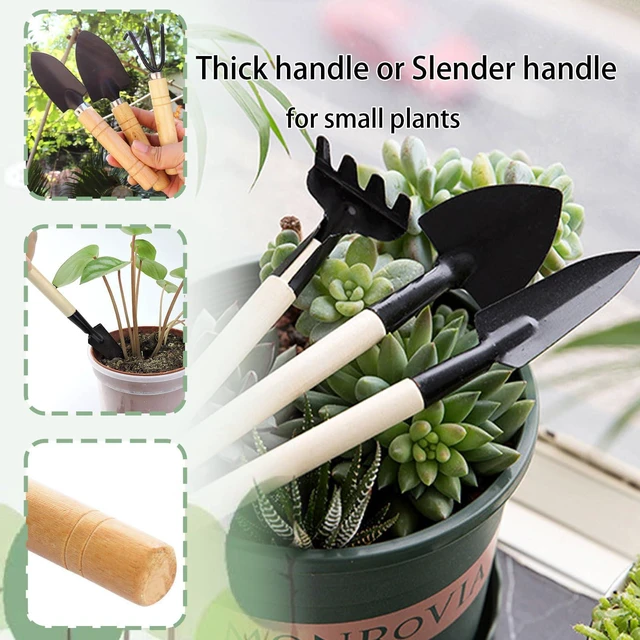 Alt view image 4 of 5 - 3Pcs Gardening Tools, Mini Tool Set Indoor Garden Kit Miniature Gardening Rake|Trowel |Shovel for Gardening Supplies (Thick Handle)