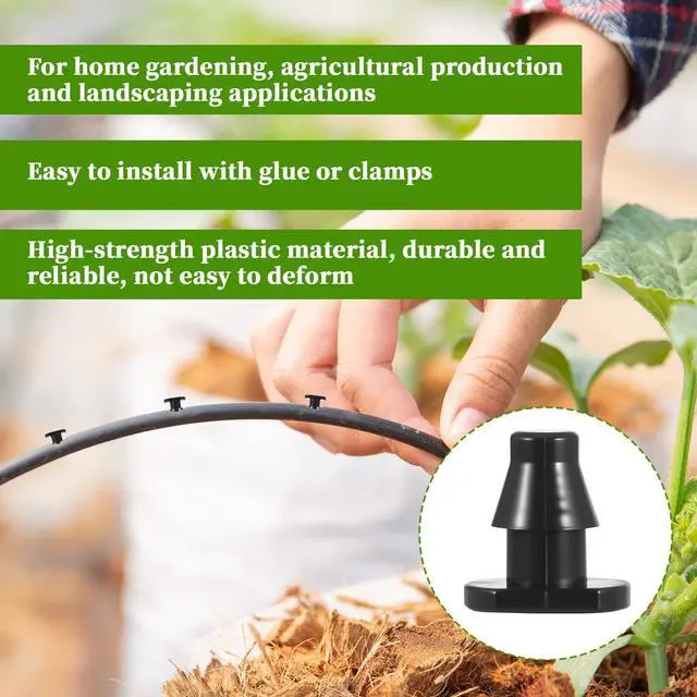 Alt view image 3 of 7 - 50 Pieces Drip Irrigation Goof Plug 1/4 Inch Drip Irrigation Connectors Barbed Drips Line Plugs End Plugs for Home Garden Tube Supplies Tubing Water Tubing Gardening Supplies Black