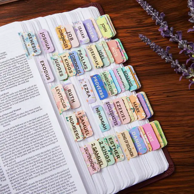 Alt view image 5 of 7 - Floral Bible Tabs for Women, Bible Index Tabs Booklet, 66 Tabs with Chapter Titles and Summaries, Alignment Guide, Petal Beauty Tabs, Waterproof Laminated Bible Study Gifts Supplies