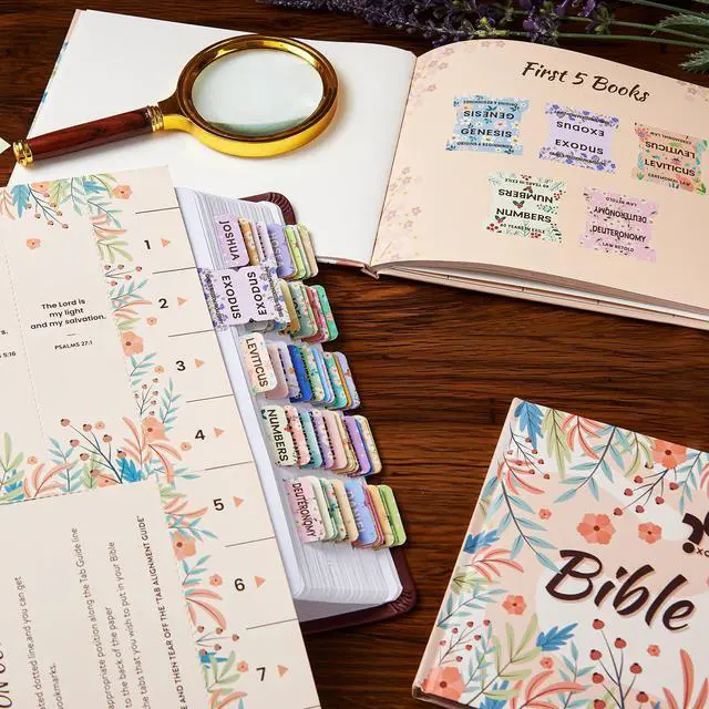 Alt view image 6 of 7 - Floral Bible Tabs for Women, Bible Index Tabs Booklet, 66 Tabs with Chapter Titles and Summaries, Alignment Guide, Petal Beauty Tabs, Waterproof Laminated Bible Study Gifts Supplies