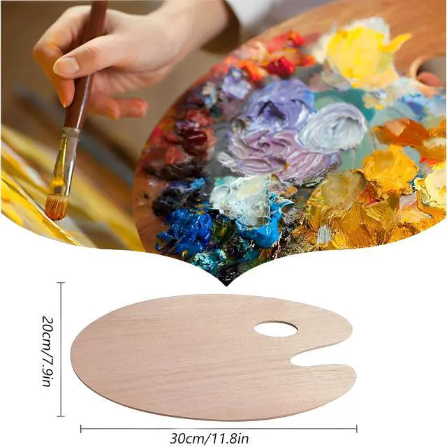 Alt view image 4 of 7 - Paint Palette, 2PCS Wooden Paint Tray Palettes | Artist Pallet for Students, Kids, Paint Holder, DIY Craft Class, Painting