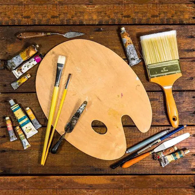 Alt view image 5 of 7 - Paint Palette, 2PCS Wooden Paint Tray Palettes | Artist Pallet for Students, Kids, Paint Holder, DIY Craft Class, Painting