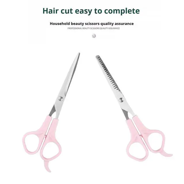 Alt view image 7 of 7 - Pink Stainless Steel Hair Cutting Shears Set - 6.7inch Shear, Thinning Scissor, Comb - Barber Kit for Women/Men/Kids