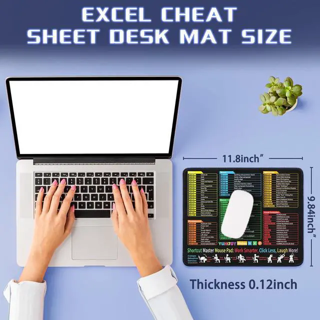 Alt view image 5 of 7 - Excel Cheat Sheet Desk Pad - Mouse Pad - Excel Cheat Sheet Desk Mat, Non-Slip Base Mousepad Suitable for Office, Computer Games, Desk Mat and More (11.8" x 9.84")
