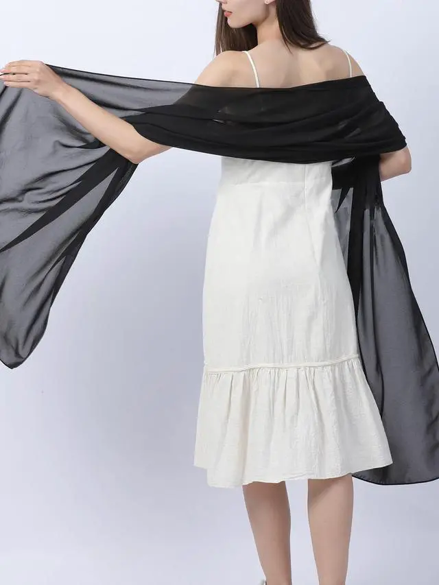 Alt view image 3 of 7 - Lightweight Sheer-Chiffon-Scarf for Women Long Scarf Shawl Wrap for Dresses Wedding Party Sunscreen Accessory