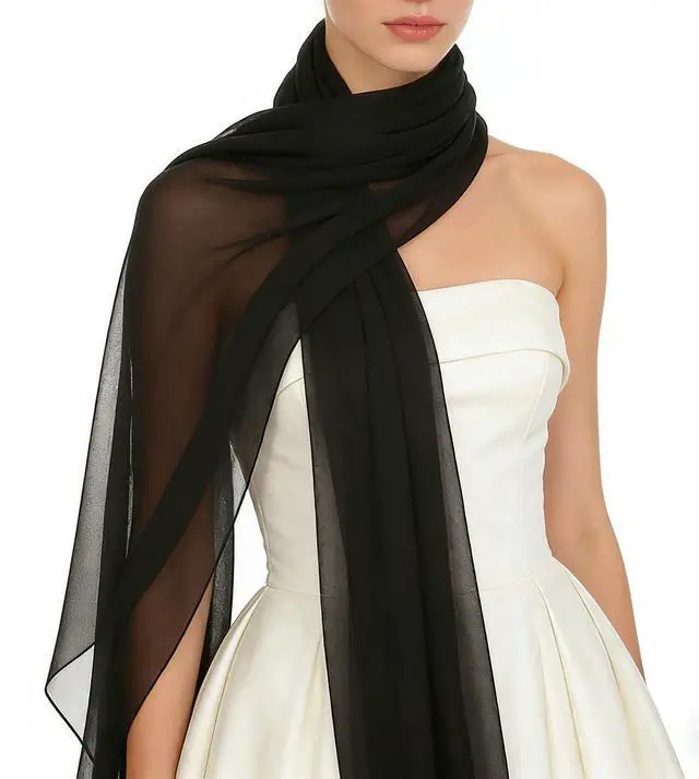 Alt view image 5 of 7 - Lightweight Sheer-Chiffon-Scarf for Women Long Scarf Shawl Wrap for Dresses Wedding Party Sunscreen Accessory