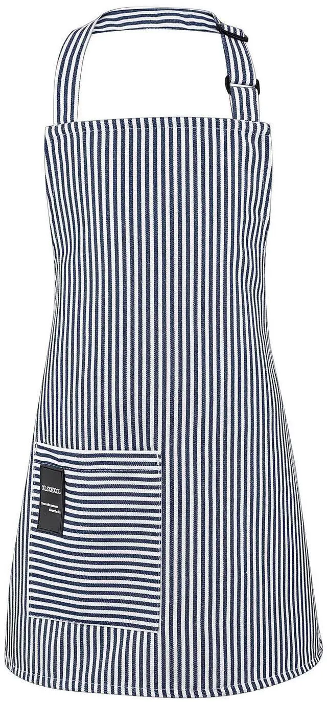 Main image of Stripes Apron for Boys Girls with Side Pocket, Blue, M | Adjustable Neck Strap, Kids Waterproof Aprons for Cooking Baking Painting Crafting Art Gardening, Gift for Little Chef