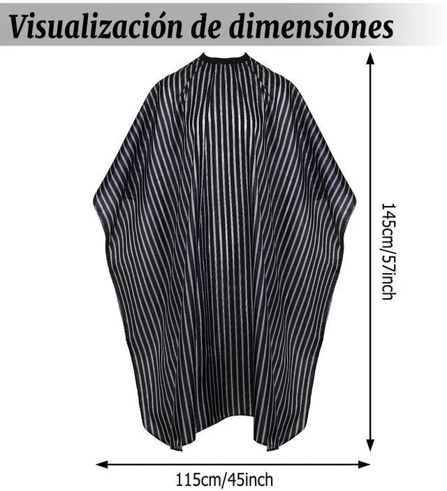 Alt view image 2 of 7 - Hair Cutting Cape Professional Barber Cape with Adjustable Neckline | Stripe Hairdresser Apron, Watertight Polyester, Easy Clean, Adjustable Closure, Home Salon Barber Supplies