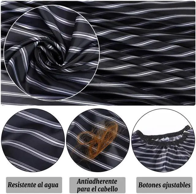 Alt view image 3 of 7 - Hair Cutting Cape Professional Barber Cape with Adjustable Neckline | Stripe Hairdresser Apron, Watertight Polyester, Easy Clean, Adjustable Closure, Home Salon Barber Supplies