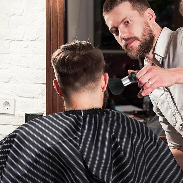 Alt view image 5 of 7 - Hair Cutting Cape Professional Barber Cape with Adjustable Neckline | Stripe Hairdresser Apron, Watertight Polyester, Easy Clean, Adjustable Closure, Home Salon Barber Supplies