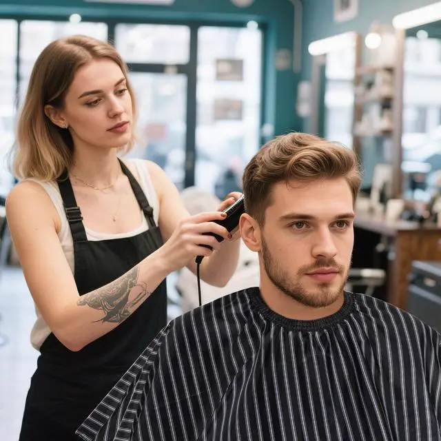 Alt view image 7 of 7 - Hair Cutting Cape Professional Barber Cape with Adjustable Neckline | Stripe Hairdresser Apron, Watertight Polyester, Easy Clean, Adjustable Closure, Home Salon Barber Supplies