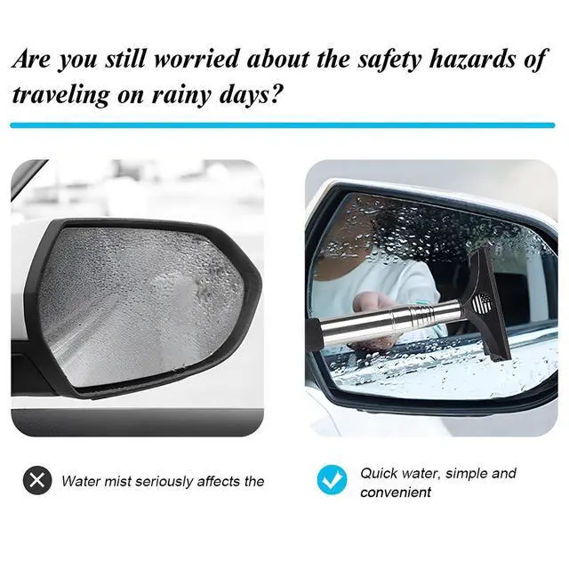 Alt view image 3 of 6 - American Flag Car Side Mirror Squeegee, Anti-Fog Water Retractable Vehicle Rearview Mirror Wiper with Telescopic Long Handle, Portable Auto Glass Cleaning Tool, Universal Fit (Black/Black Flag)