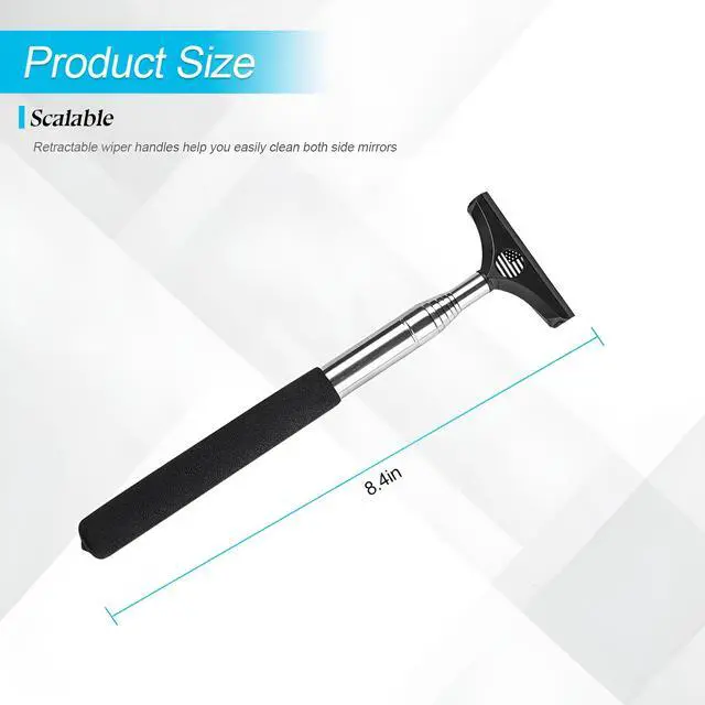 Alt view image 2 of 6 - American Flag Car Side Mirror Squeegee, Anti-Fog Water Retractable Vehicle Rearview Mirror Wiper with Telescopic Long Handle, Portable Auto Glass Cleaning Tool, Universal Fit (Black/Black Flag)