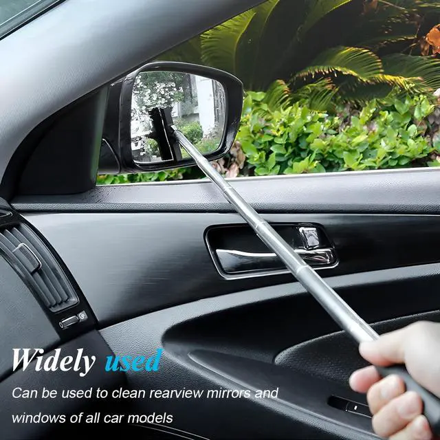 Alt view image 5 of 6 - American Flag Car Side Mirror Squeegee, Anti-Fog Water Retractable Vehicle Rearview Mirror Wiper with Telescopic Long Handle, Portable Auto Glass Cleaning Tool, Universal Fit (Black/Black Flag)