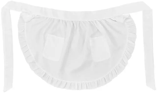 Main image of Cosplay Waist Apron, White Aprons for Women with Pockets Cute Ruffle Maid Half Apron for Women Girls Party Cosplay Costumes Dress Accessory Kitchen Party Favors Cooking Gardening