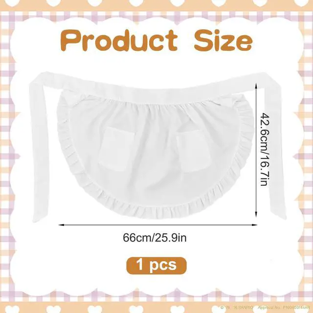 Alt view image 2 of 7 - Cosplay Waist Apron, White Aprons for Women with Pockets Cute Ruffle Maid Half Apron for Women Girls Party Cosplay Costumes Dress Accessory Kitchen Party Favors Cooking Gardening