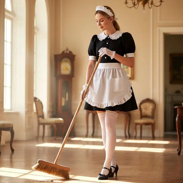 Alt view image 6 of 7 - Cosplay Waist Apron, White Aprons for Women with Pockets Cute Ruffle Maid Half Apron for Women Girls Party Cosplay Costumes Dress Accessory Kitchen Party Favors Cooking Gardening