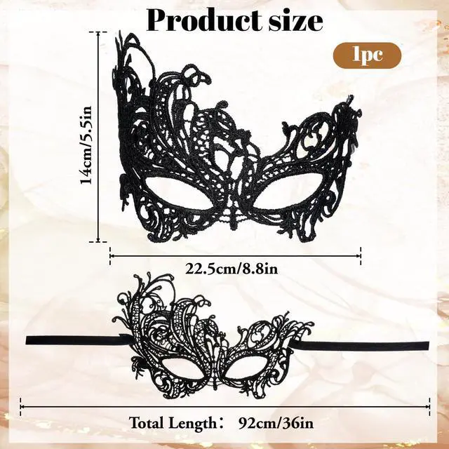 Alt view image 2 of 7 - Prasacco Masquerade Mask for Women, Venetian Lace Eye Masks Black Masquerade Mask for Halloween Mardi Gras Carnival Costume Party